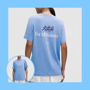 Lululemon Jersey Short-Sleeve Shirt Run Graphic pool Party blue size 10 NWT